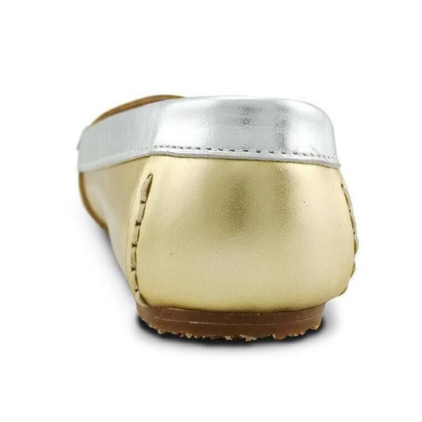 Gorgeous Girl Leather Moccasin Stardust Gold and Liquid Silver - Assembly Artisans Co.,Ltd.
