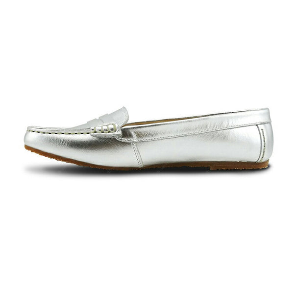Gorgeous Girl Leather Moccasin Liquid Silver - Assembly Artisans Co.,Ltd.