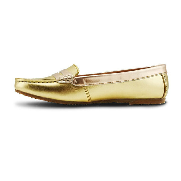 Gorgeous Girl Leather Moccasin Stardust Gold and Rose Gold - Assembly Artisans Co.,Ltd.
