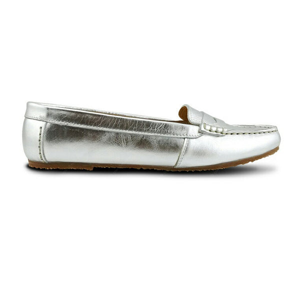Gorgeous Girl Leather Moccasin Liquid Silver - Assembly Artisans Co.,Ltd.