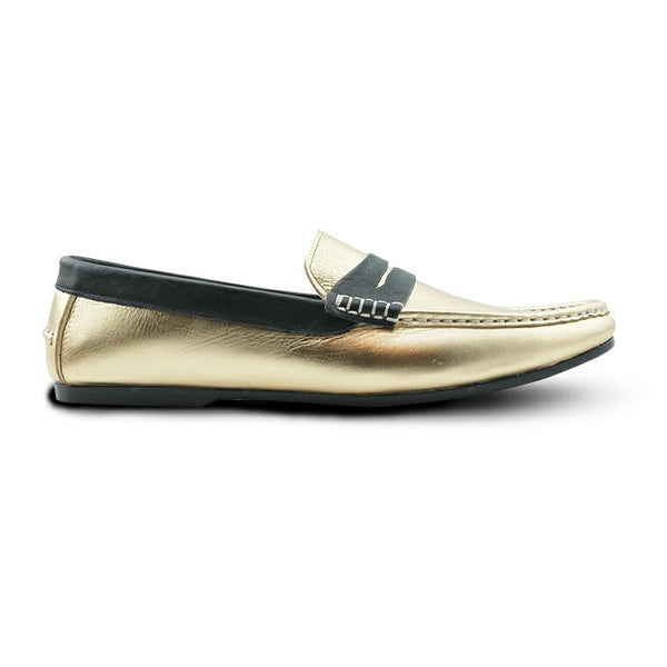 Bicolor Leather Loafer Gold and Black - Assembly Artisans Co.,Ltd.
