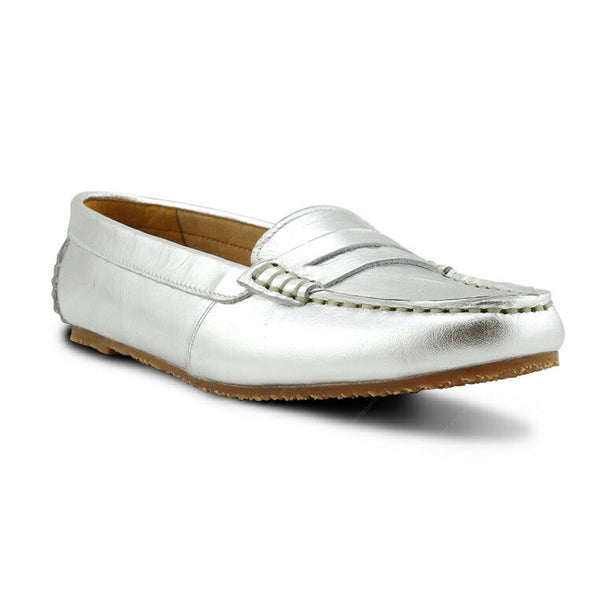 Gorgeous Girl Leather Moccasin Liquid Silver - Assembly Artisans Co.,Ltd.