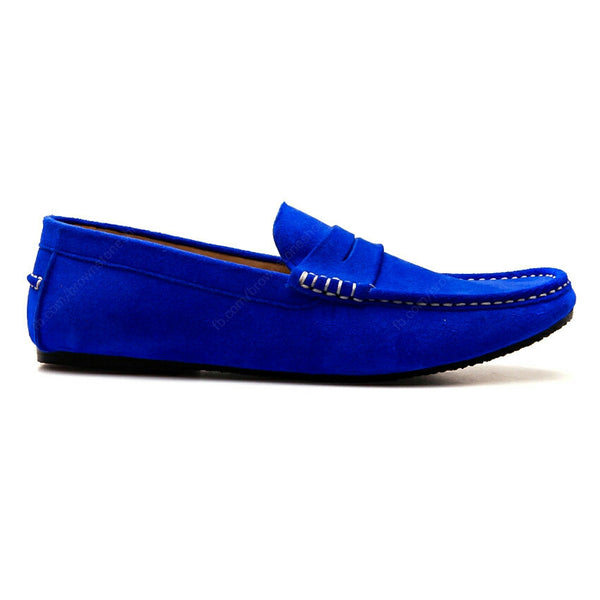 Penny Leather Loafer Suede Neon Blue - Assembly Artisans Co.,Ltd.