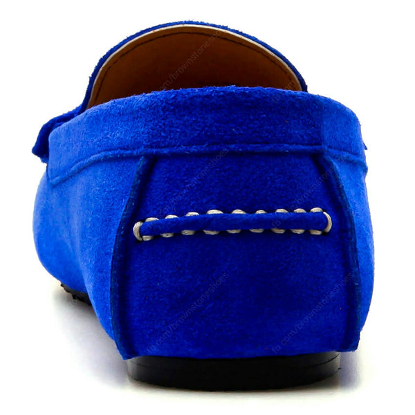 Penny Leather Loafer Suede Neon Blue - Assembly Artisans Co.,Ltd.