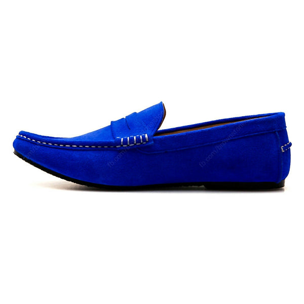 Penny Leather Loafer Suede Neon Blue - Assembly Artisans Co.,Ltd.