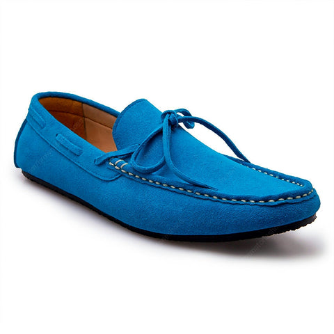 Casualist Lace Leather Loafer Suede Feel Goood Blue - Assembly Artisans Co.,Ltd.