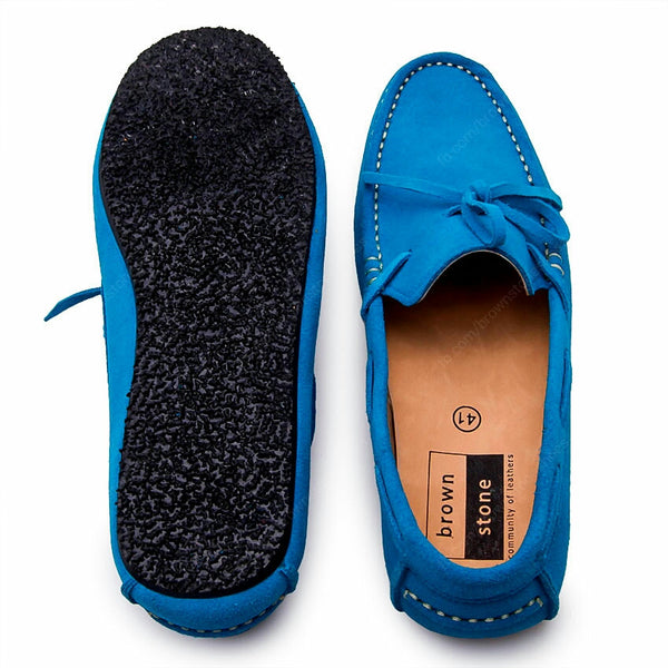 Casualist Lace Leather Loafer Suede Feel Goood Blue - Assembly Artisans Co.,Ltd.