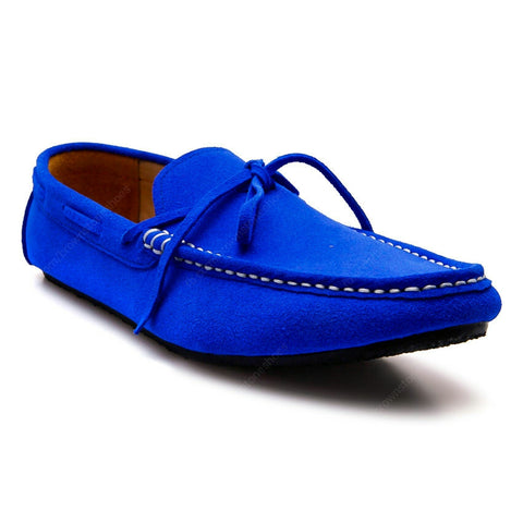 Casualist Lace Leather Loafer Suede Neon Blue - Assembly Artisans Co.,Ltd.