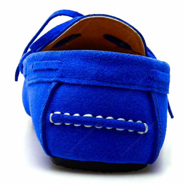 Casualist Lace Leather Loafer Suede Neon Blue - Assembly Artisans Co.,Ltd.