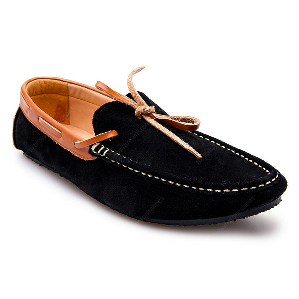 Bicolor Lace Leather Loafer Soft Black and Beige - Assembly Artisans Co.,Ltd.