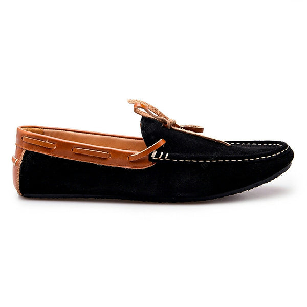 Bicolor Lace Leather Loafer Soft Black and Beige - Assembly Artisans Co.,Ltd.