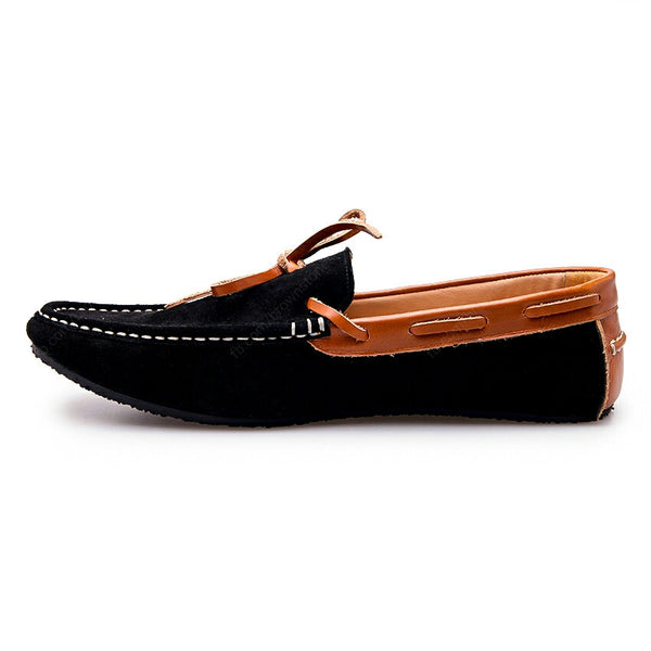 Bicolor Lace Leather Loafer Soft Black and Beige - Assembly Artisans Co.,Ltd.