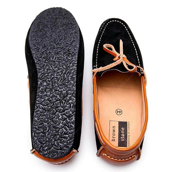 Bicolor Lace Leather Loafer Soft Black and Beige - Assembly Artisans Co.,Ltd.