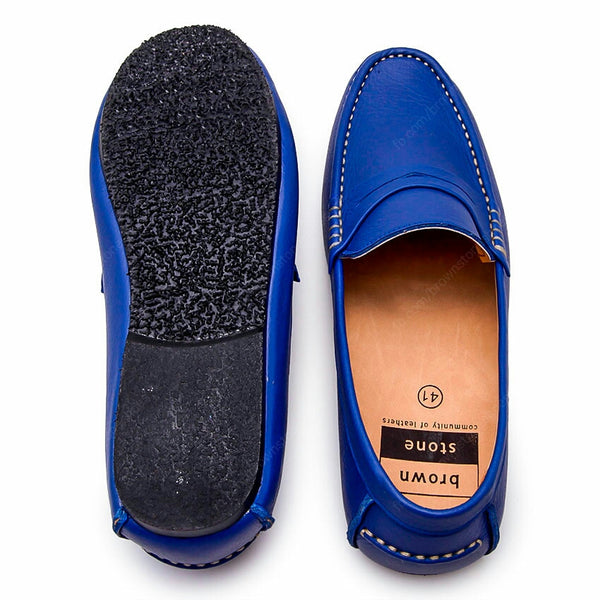 Penny Loafer Wrinkle Soft Leather Indigo Blue - Assembly Artisans Co.,Ltd.