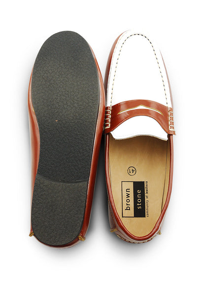 Gentle Leather Loafer Tan and White - Assembly Artisans Co.,Ltd.