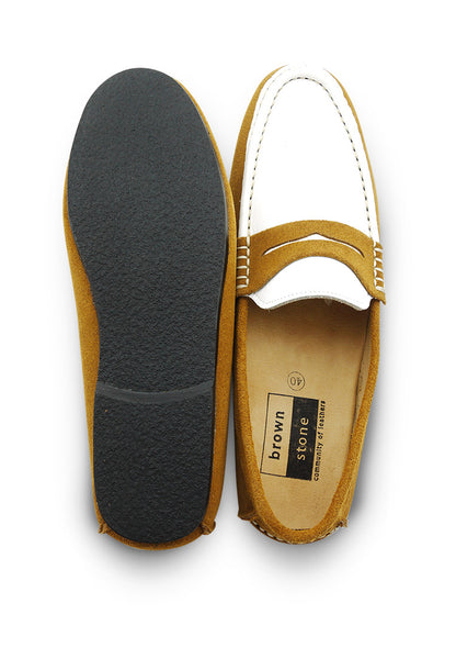 Gentle Leather Loafer Suede Tan and White - Assembly Artisans Co.,Ltd.